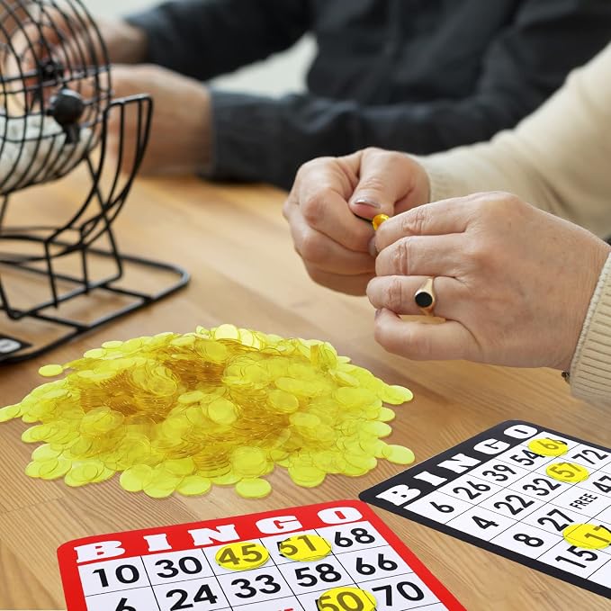 GSE Games & Sports Expert Yellow Bingo Chips, 5,000 Pieces 3/4-Inch High-Contrast Transparent Counting Chips for Bingo Games, Parties