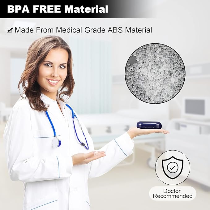 Retainer Case, Slim Aligner Case with Mirror, Compatible with Invisalign, Night Guard and Mouth Guard, Premium Retainer Case, With Aligner Remover Tool, Chew & Brush, Blue