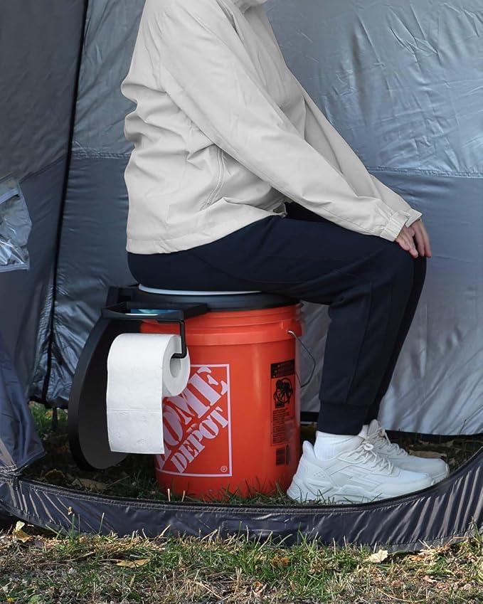 TRIPTIPS Portable Toilet with Soft Cushion, 5 Gallon Rotatable Lid, Adults and Kids Camping Toilet Seat for 5 Gal Bucket
