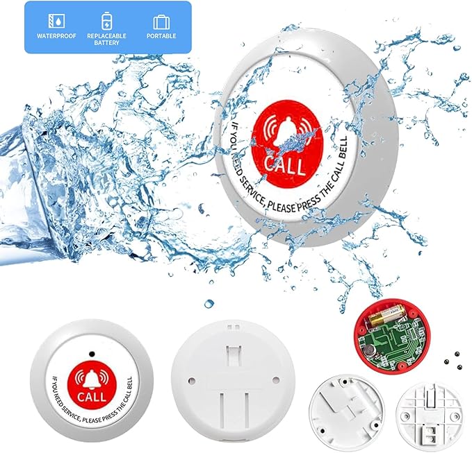 Nurse Call System,Wireless Caregiver Pager Calling System,1000ft, 6 Alert Emergency Call Button for Elderly with 1 Display Receiver for Medical Clinic Nurses Station Home Hospital Assisted Living