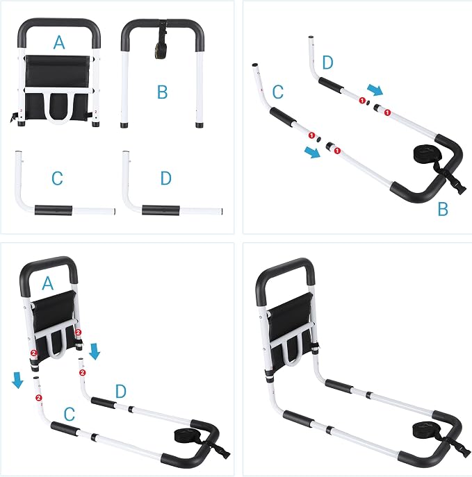 WeHwupe Bed Rails for Elderly Adults Safety, Bed Assist Rail for Seniors -2026 Upgrade - ASTM Compliant, Bedside Fall Prevent Grab Bar with Storage Pocket- Fits King Queen Full Twin Bed