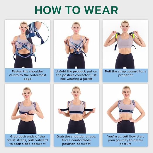 Posture Corrector for Women Lightweight for Rounded Shoulders M | Invisible Upper Back Brace Support for Pain Relief, Adjustable,Compact & Portable Brace for Office, Housework,Study