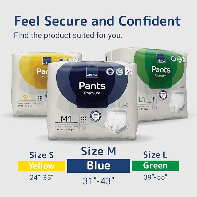 Abena Pants, Premium Protective Underwear, Level 1, (Extra Small To Extra Large), Medium, 15 Count