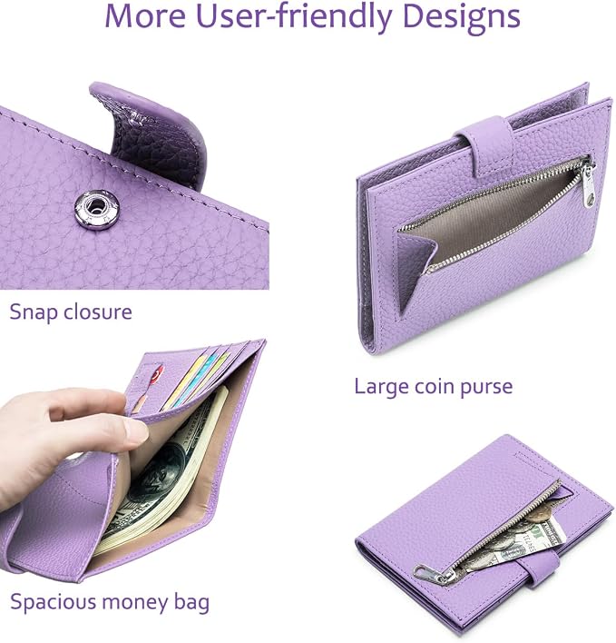 RFID Passport Wallet for Women, Genuine Leather Travel Holder | Slim Passport Holder with RFID Protection, Dedicated Storage for Cards, Coins and Travel Essentials, Gift Ready (Lavender)
