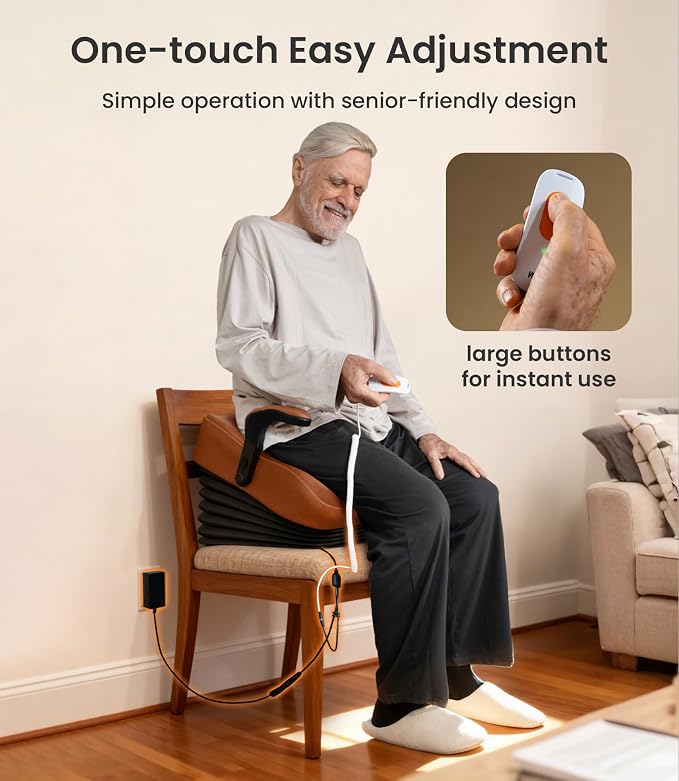 VOCIC Electric Seat Lift Assist, 400LB Capacity Power Stand Assist with Wired Remote, Sit Comfortably for Hours, Portable Lifting Seat Riser for Seniors & Elderly (AX16)