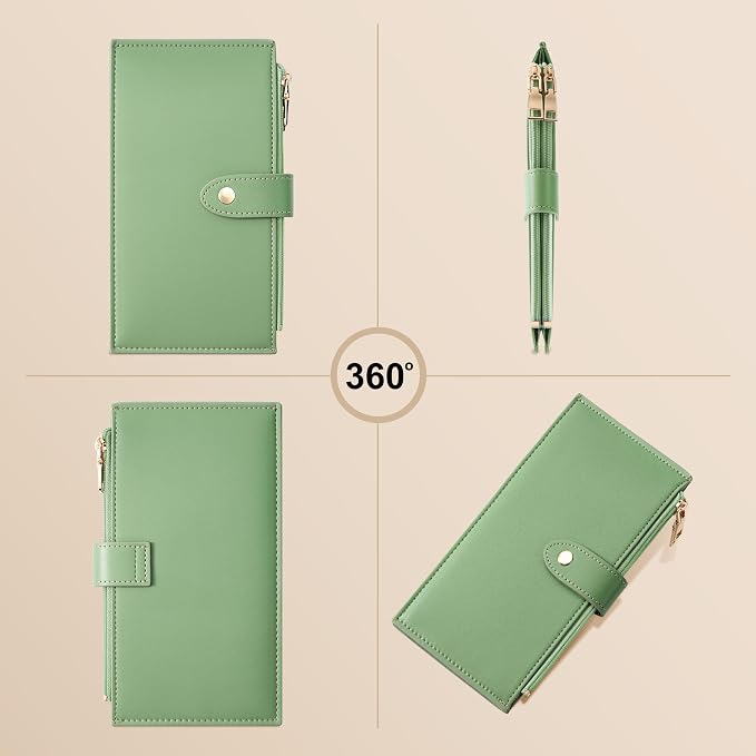 Travelambo Leather Wallets for Women Slim RFID Blocking Bifold Credit Card Holder Wallet