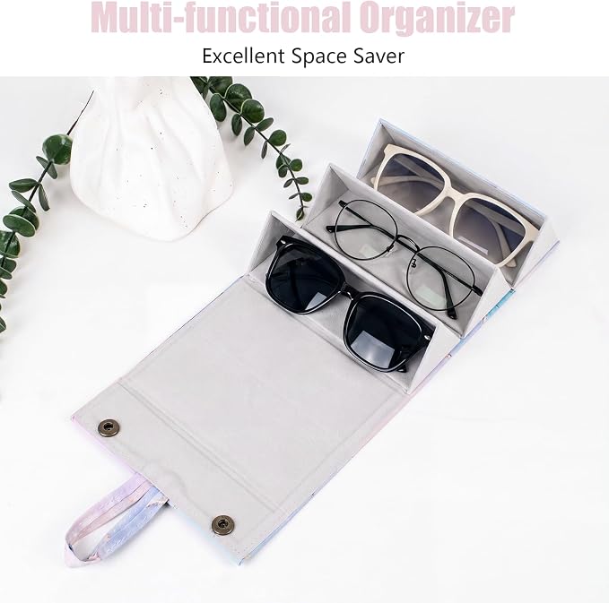 Sunglasses Travel Case,Foldable Eyeglasses Case, Portable Multiple Glasses Case for Women Men Girls