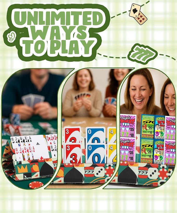 Playing Card Holders for Adults Bingo Pull Tabs Abstract Pattern | Gambling Tickets Card Game Holders for Canasta Poker Bridge Cards Casino