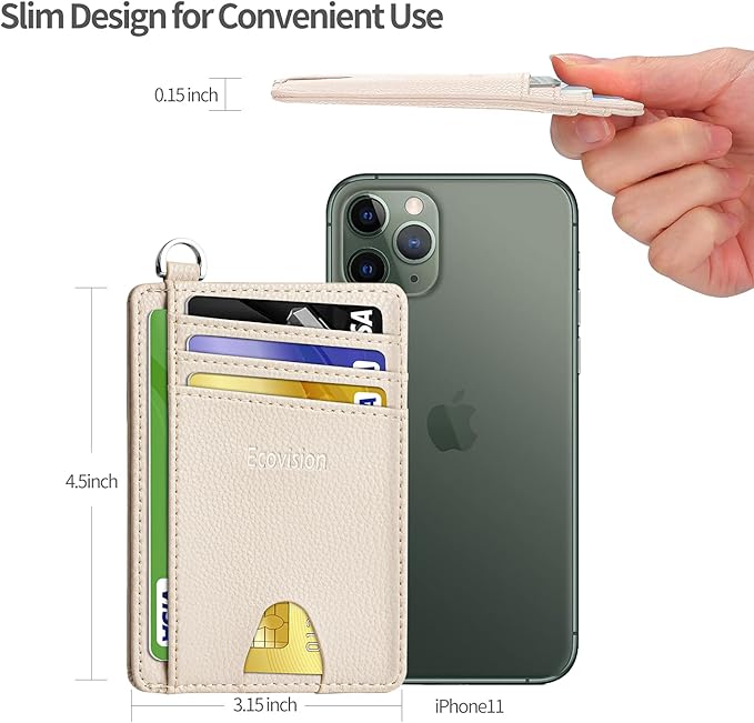 Slim Minimalist Front Pocket Wallet, RFID Blocking Credit Card Holder Wallet with Detachable D-Shackle for Men Women