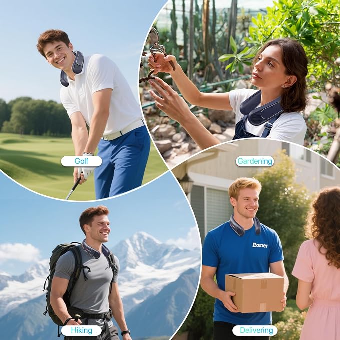 Hotsales Neck Fan, Bladeless Fan That Blows Cold Air, Portable Rechargeable | 6000 mAh Battery, 3 Speeds, Hands Free Wearable Personal Cooling Fan for Men and Women, Travel, Outdoor, USB Rechargeable