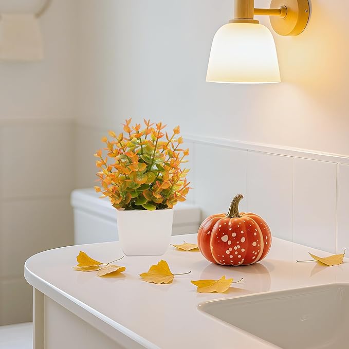 Der Rose 4 Pack Fall Fake Plants Mini Artificial Greenery Potted Plants Fall Decorations for Home Decor Indoor Office Table Room Farmhouse Bathroom Fall Decor