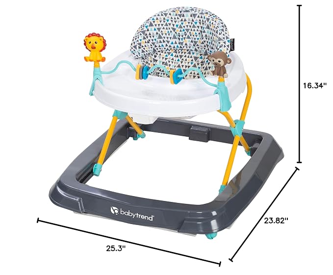 Smart Steps Trend Activity Walker with Removeable Toy Bar, Multi-Directional Front Wheels, Tray, Adjustable Height and Flat Fold Frame for Storage, Ages 6 Months +, Zoo-ometry Grey