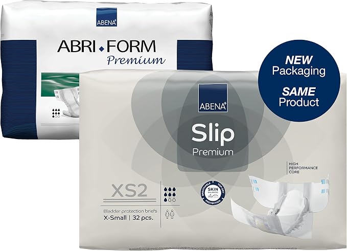 Abena Slip Premium Incontinence Briefs, Level 2, (Extra Small to Extra Large Sizes), Extra Small, 32 Count