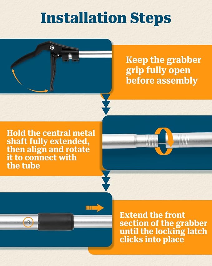 2PCS Grabber Reacher Tool, 53 Inch Trash Picker Upper Grabber Aluminum Lightweight Long Reach Trash Grabber Tool for Yard, Garden & Home (2PCS/53Inch)