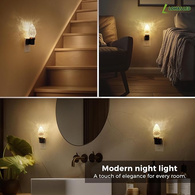 L LOHAS LED Night Light, LED Night Lights Plug into Wall | Dimmable Night Light, Auto Light Sensor, 3000K Warm White 0-100LM, Adjustable Brightness Nightlight, Bathroom Hallway Bedroom
