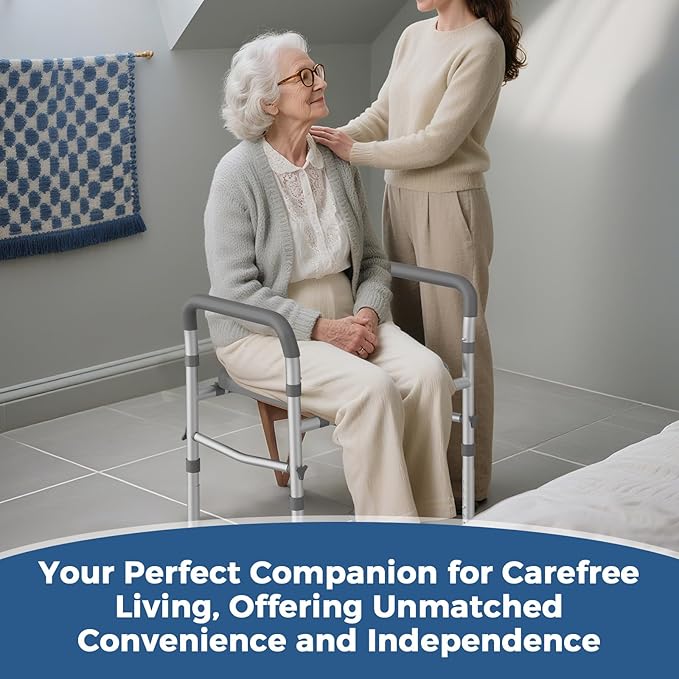 Raised Toilet Seat with Handles for Elderly, Toilet Seats Risers for Seniors,Adjustable Height & Width 400 lb Handicap Pregnant Elavted Toilet Seat Chair, Fits Any Toilet