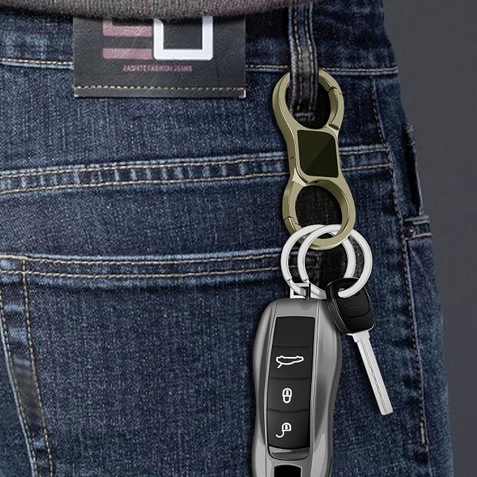 Idakekiy Key Chain Quick Release Spring with 4 Key Rings Heavy Duty Car Keychain Organizer for Men and Women