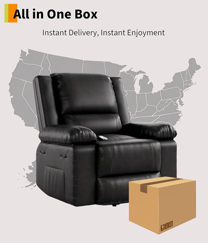 Garvee Power Lift Recliner Chair - Heat and Massage, PU Leather Electric Lift Recliner for Elderly & Mobility Impaired,Reclining Sofa with Side Pocket for Living Room