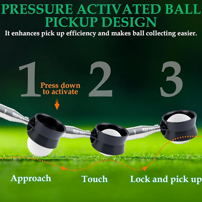 9Ft Golf Ball Retriever Telescopic, Stainless Golf Ball Retriever for Water, Golf Ball Grabber, Golf Accessories Gifts for Men Women