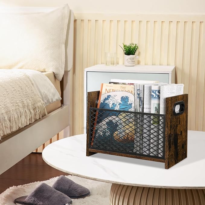 YINMIT Magazine Holder, Magazine Rack Floor, Magazine Storage Basket, File Holder Organizer, Folder Organizer for Magazines, Books, Newspapers, Tablets (Medium)