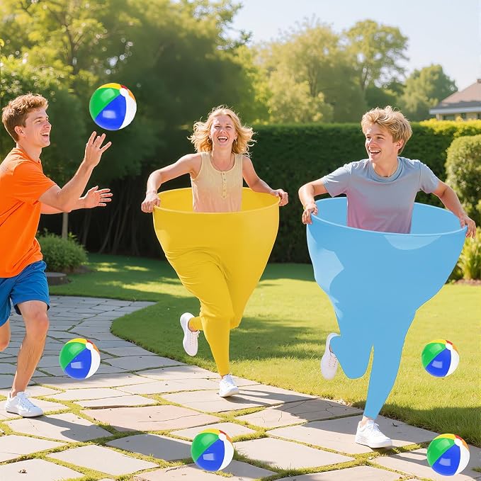ROMANKAS Granny Pants Yard Game with 8 Bouncy Balls and 1 Air Pump (Random Colors) 2 Pack Mix Colors Baby Blue Granny Pants Outdoor Games for Adults and Family Gold Granny Pants Game Large