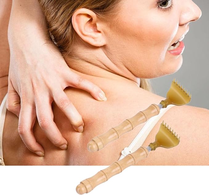 2 Pcs Telescoping Bamboo Backscratcher for Men & Women | Portable, Extendable Body Scratcher, Ideal for Home/Travel, Itch Relief