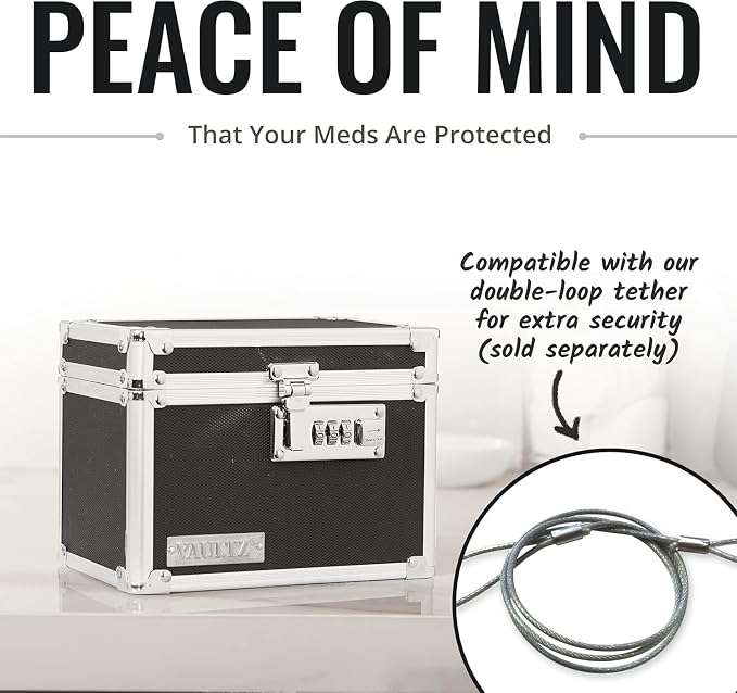 Vaultz Medicine Lock Box - 4 Pack - 5 x 7 x 5 Inches - Secure Cabinet Safe with Combination Lock - Ideal for Medications and Small Valuables - Black