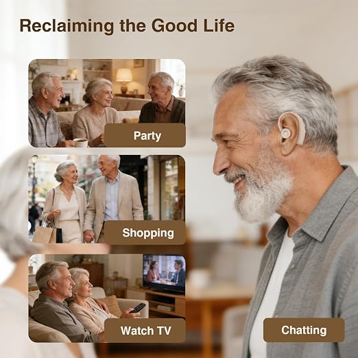 Hearing Aids for Seniors, Hearing Aids Rechargeable with Noise Cancelling and Volume Control, Hearing Amplifier for Adults Hearing Loss, Portable Behind-the-Ear Hearing Aid Headphones