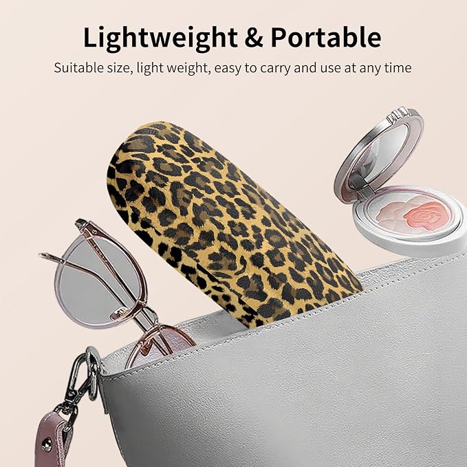 Glasses Case Hard Shell, Leather Protective Case for Sunglasses with Cleaning Cloth, Cute Eyeglass Cases for Women