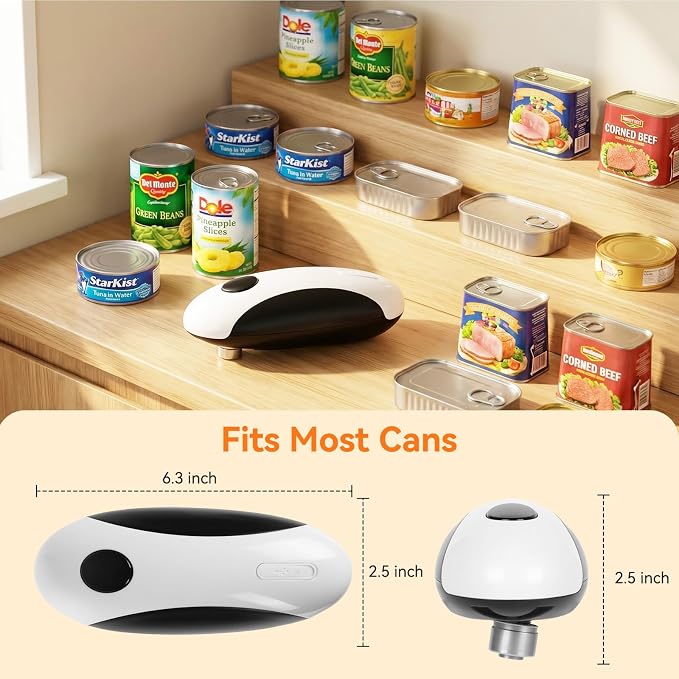Electric Can Opener, USB-C Rechargeable One Touch Hands Free Automatic Can Openers for Most Can Sizes Smooth Edge, Safe and Easy to Use for Seniors, Arthritis Sufferers, Kitchen and Camping