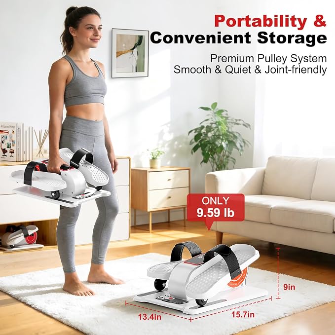 TDH Under Desk Elliptical Machine,Electric Leg Exerciser as Seen on Tv for Senior Adult,Portable Quiet Pedal Exerciser While Sitting with 12 Adjustable Speed Auto&HR Mode for Home Office