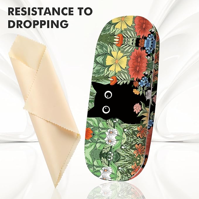 Glasses Case Hard Shell,Portable Protective Eyeglasses Case, Eyeglass Holder Box with Cleaning Cloth, for men women