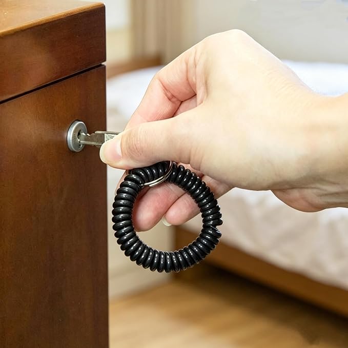 7 PCS Stretchable Spiral Coil Wrist Keychain