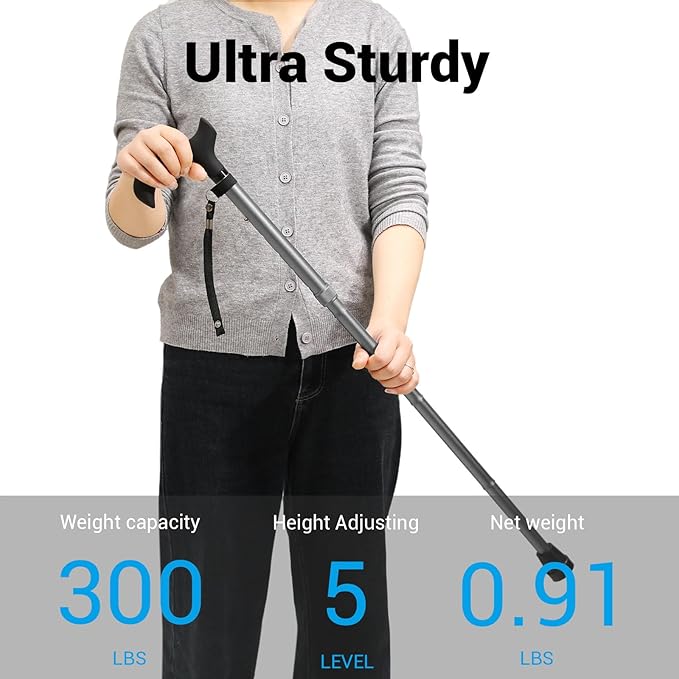 Walking Cane - Collapsible Adjustable Folding Canes for Men & Women, Walking Stick with for Seniors & Adults