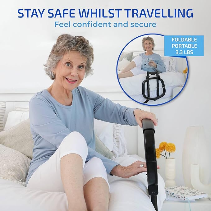 Sturdy Bed Rails for Elderly Adults Safety - Foldable & Adjustable Bed Rail - Supports up to 330lbs - Fit King, Queen, Full, Twin - Bed Guard Rail for Seniors WELLORA