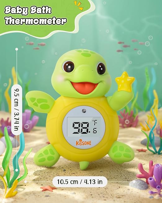 Baby Bath Thermometer, Digital Water Temperature Monitor for Newborns & Toddlers, Accurate Temperature Readings, BPA-Free, °F/°C, Floating Turtle Toy with Bath Water Safety