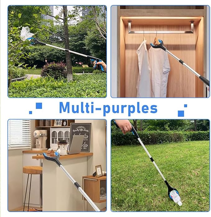 32" Grabber Reacher Tool, Foldable Reacher Grabber Pickup Tool with 360° Rotating Jaw & Magnet, Heavy Duty Pick Up Stick Grabbers for Seniors, Lightweight Grabbers