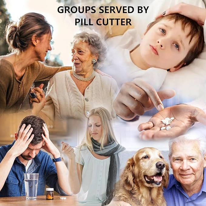 Pill Cutter Splitter for Small and Tiny Pills, Precision Cutting for Tablets - Accurately Cuts Multiple Pills at Once. Sharp Blade with Safety Guard (Pink)