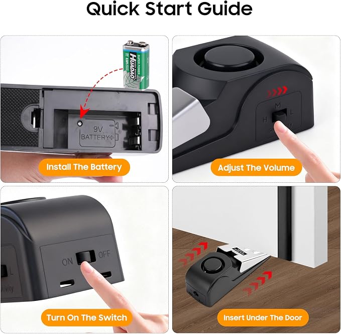 Upgraded Door Stopper Alarm - 120dB Loud Anti-Theft Security Alarm for Home, Travel & Apartments (Battery Included, 1 Pack)