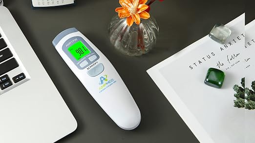Non-Contact Forehead Thermometer, White Blue | For Kids and Adults, Baby Head Temporal Digital, Accurate Reading