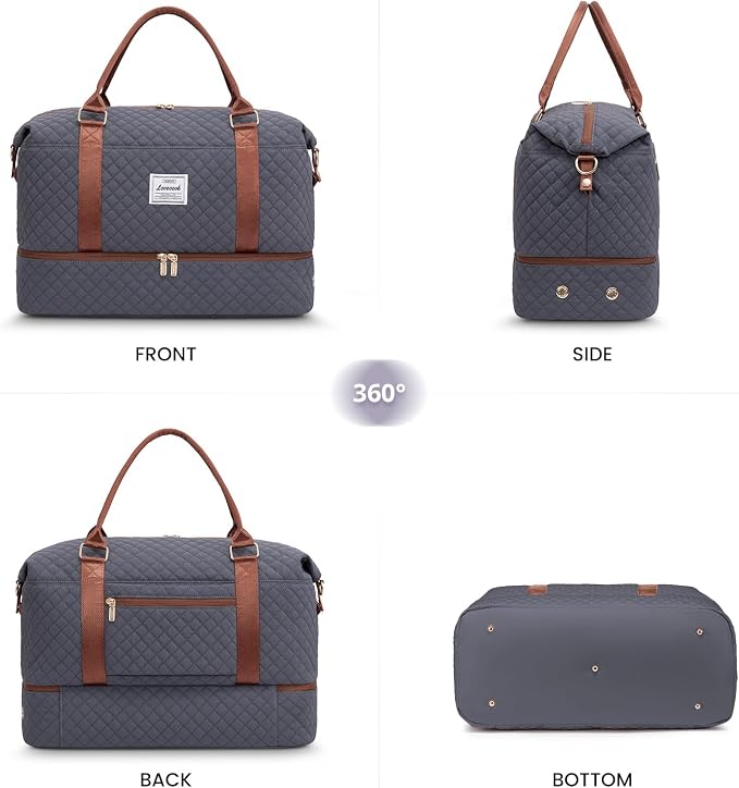 LOVEVOOK Travel Duffle Bag,Weekender Bags for Women with Shoe Compartment,Carry on Overnight Bag with Toiletry Bag,Gym Duffel Bag with Wet Pocket, Hospital Bags for Labor and Delivery