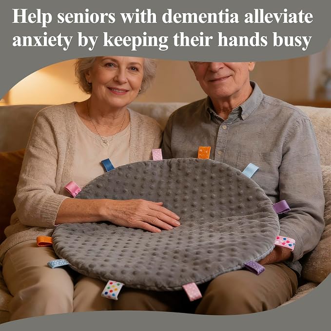 Fidget Blanket for Adults with Dementia, Sensory Mat for Alzheimers Patients, Dementia Activites for Senior (Gray, Round - Diameter 50cm / 19.69 inch)