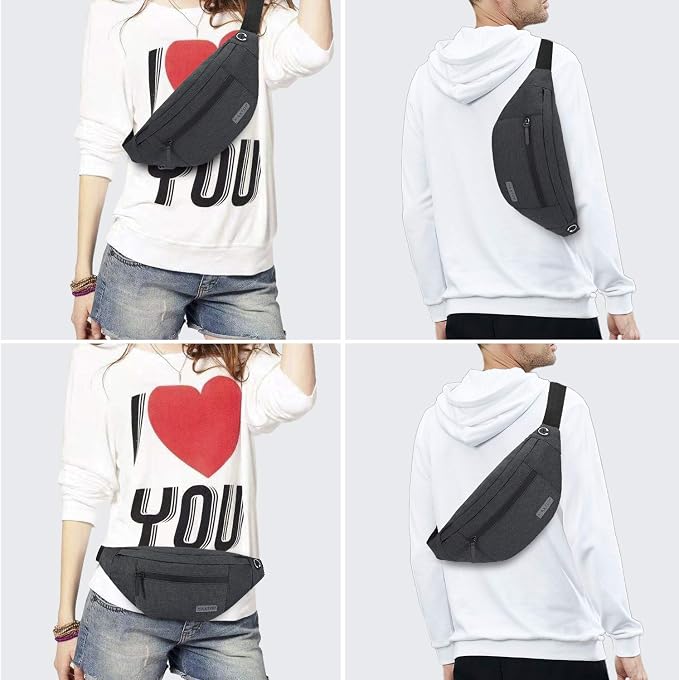 Small Crossbody Fanny Pack Women Men Shoulder Sling Bag Carrying All Phones | 4-Zipper Pockets,Polyester,Versatile,Gifts for Enjoy Sports Festival Workout Traveling Running Casual Hands-Free Waist Pack