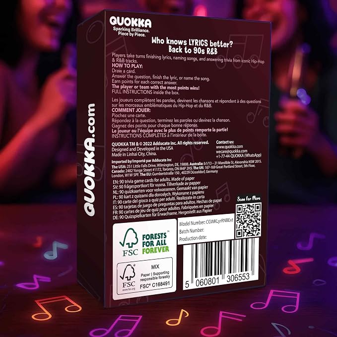 Quokka Who Knows Lyrics Better? 110 Throwback Questions – Back to 90s R&B – Ultimate Music Trivia and Singing Game for Adult & Family Party Games – Fun Lyric Challenge for Teens, Girls & Game Nights
