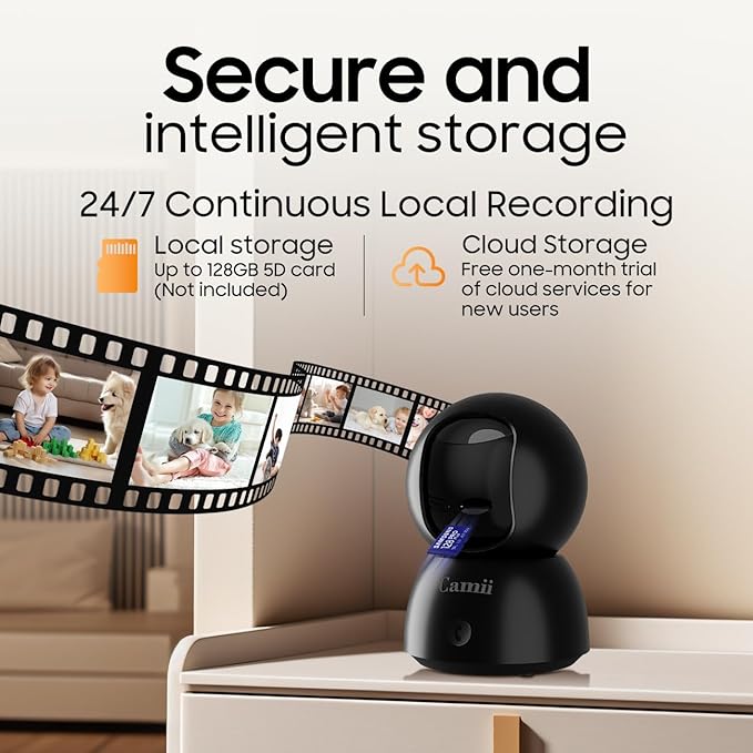 2K Security Camera Indoor, 2.4G & 5G WiFi Pet Camera for Home Security, Pet/Dog/Elder/Baby Camera with Phone App, Night Vision, Cloud/SD Card Storage, 2-Way Audio, Motion Detection, Black