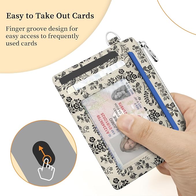 Hancynir Goth Bat Floral Slim Wallet Women Credit Card Holder RFID Small | Gothic Zipper Pocket, Thin Travel Coin Purse, Ladies Women Gifts, Card Case Wallet, 6 Card Slots, ID Window, PU Leather