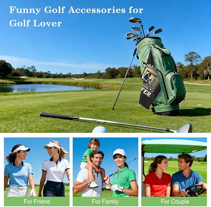 Golfer Golf Towel, Funny Sasquatch Golf Bag Towel with Clip, Retro Golfing Accessories for Men Women, Halloween Birthday Retirement Gifts for Golfer Sports Fan, Golfing Gifts for Grandpa Dad
