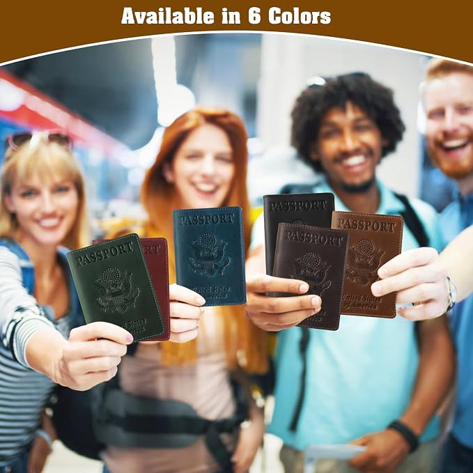 Jack&Chris Leather Passport Holder, Passport Travel Wallet Cover Case for Men Women, Leather Travel Documents Organizer Protector, JC105-Black