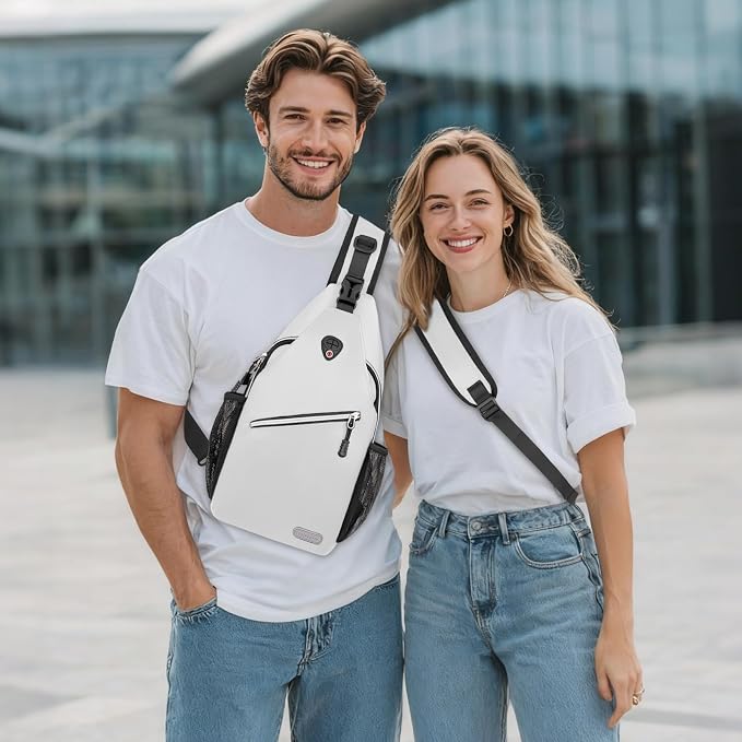 MOSISO Small Sling Bag for Men, Crossbody Shoulder Chest Daypack Bag | Sling Backpack for Casual Travel Hiking