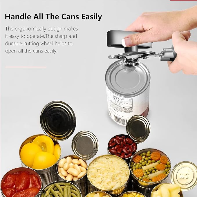 Can Opener,Professional 3-In-1 Multifunctional Manual Can Openers Bottle Opener,Kitchen Durable Stainless Steel Heavy Duty Can Opener Smooth Edge for Kitchen Seniors Friendly